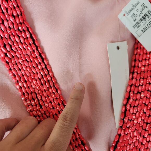 TBAGS LA Sleeveless V-Neck Beaded Front Draped Blouse Top Pink Medium $198 NWT - Picture 13 of 16